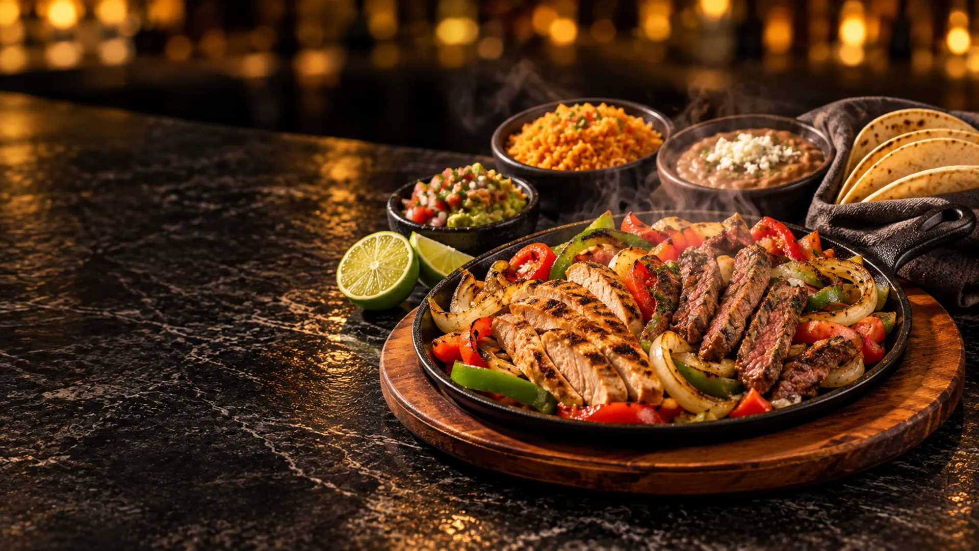 Fajitas with peppers and onions
